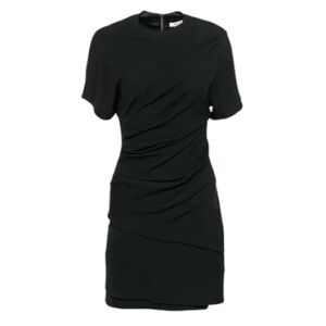 HELMUT LANG | Layered Ruched Side Fitted Short Sleeve Mini Black Dress Size 0